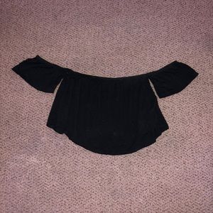 Black Off Shoulder Crop Top